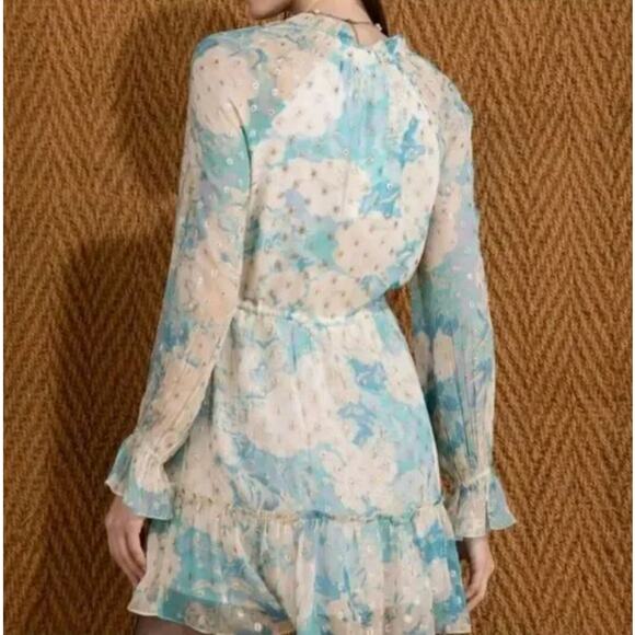 Hemant & Nandita Turquoise Blush Metallica Georgette Mini Dress Medium - Picture 2 of 16